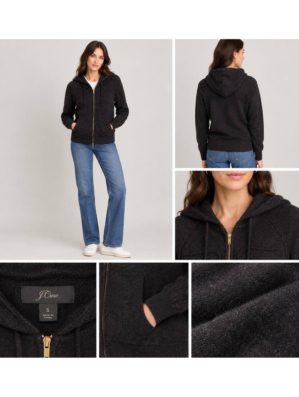 J.Crew $128 Woman’s S Wool Alpaca Blend Zip-Up Hoodie Sweater Size Small